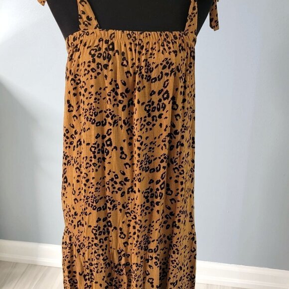 NWOT FRENCH GREY Maxi Dress w Shoulder Ties Brown & Black Animal Print Size M - Picture 14 of 14